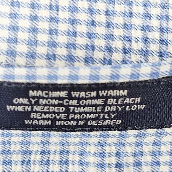 Hart Schaffner Marx Long Sleeve Shirt Men's Button Up White Blue Checkered 17.5 - Picture 7 of 9